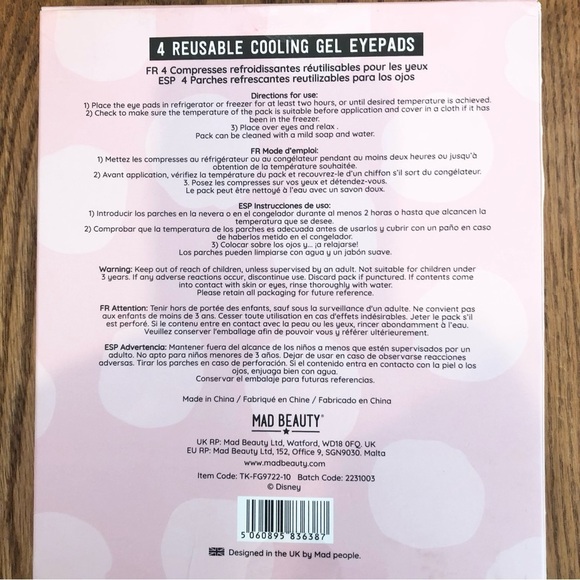 NIB, Disney/Thumper, Depuffing Gel Eye Masks, Reusable, 2 Sets, Pink - Picture 2 of 2